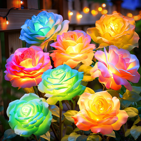 NESSTU solar rose light bloom glows softly along garden path