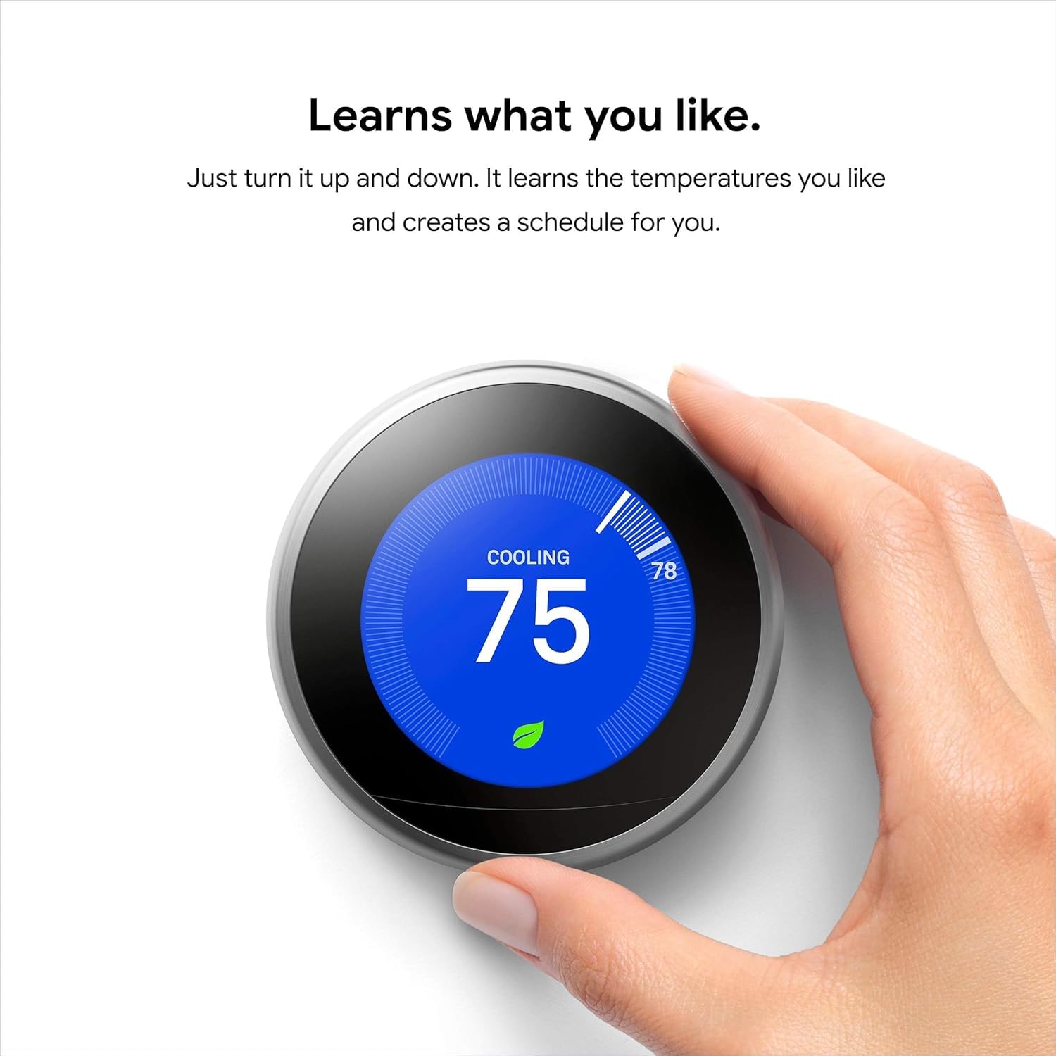 Nest Leaf indicator shows energy-saving temperature choices at a glance
