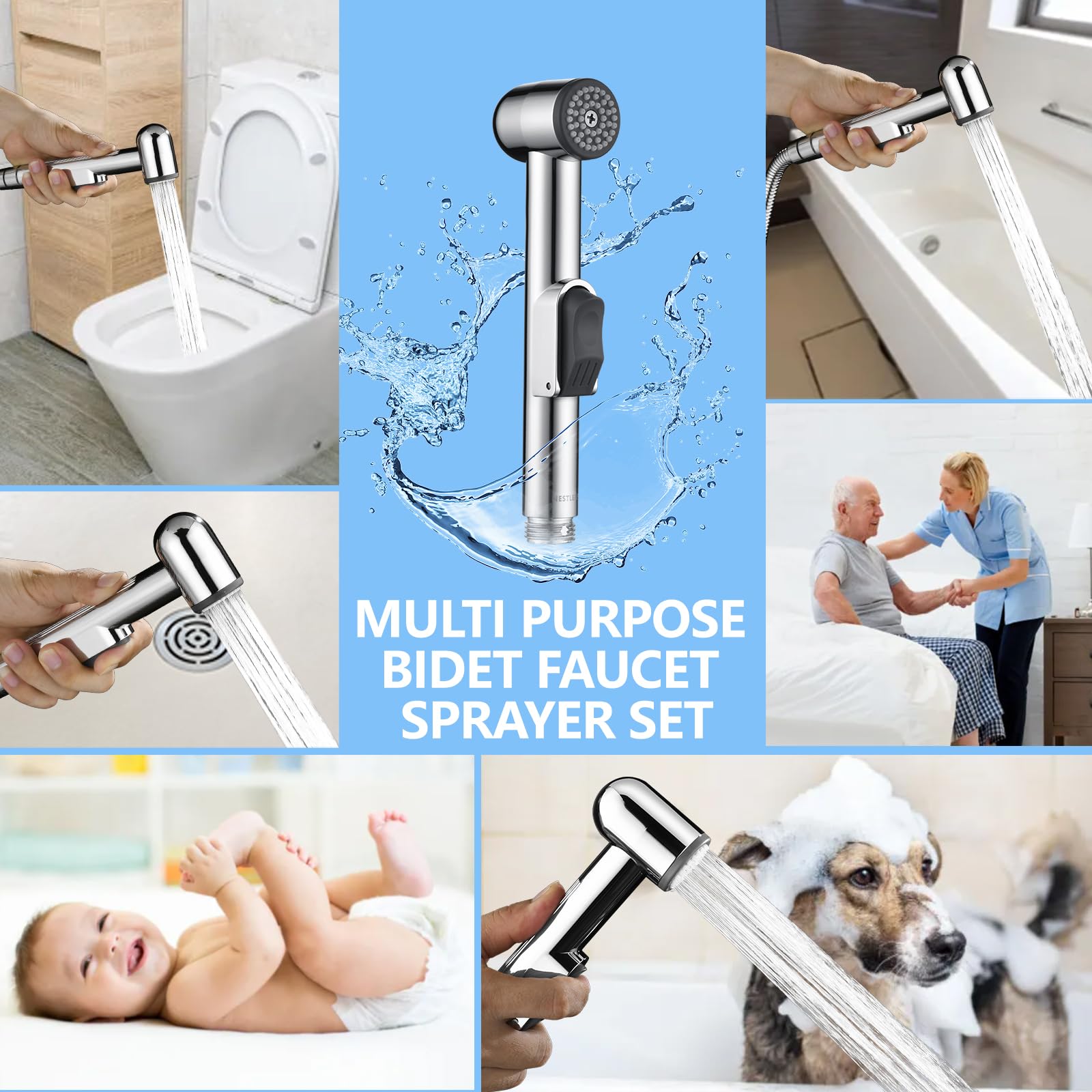 NESTLEAP bidet sprayer adjustable pressure enables customizable cleaning power.