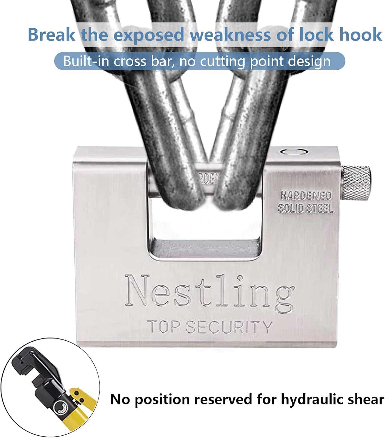 Nestling keyed-different padlock ships with unique keys for privacy and access control.