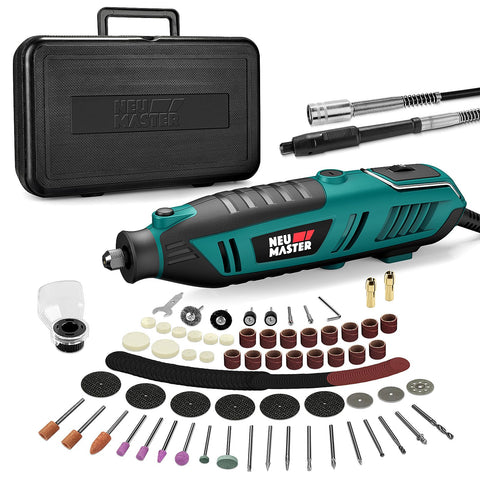 NEU MASTER 180W rotary tool kit with case for organized DIY projects