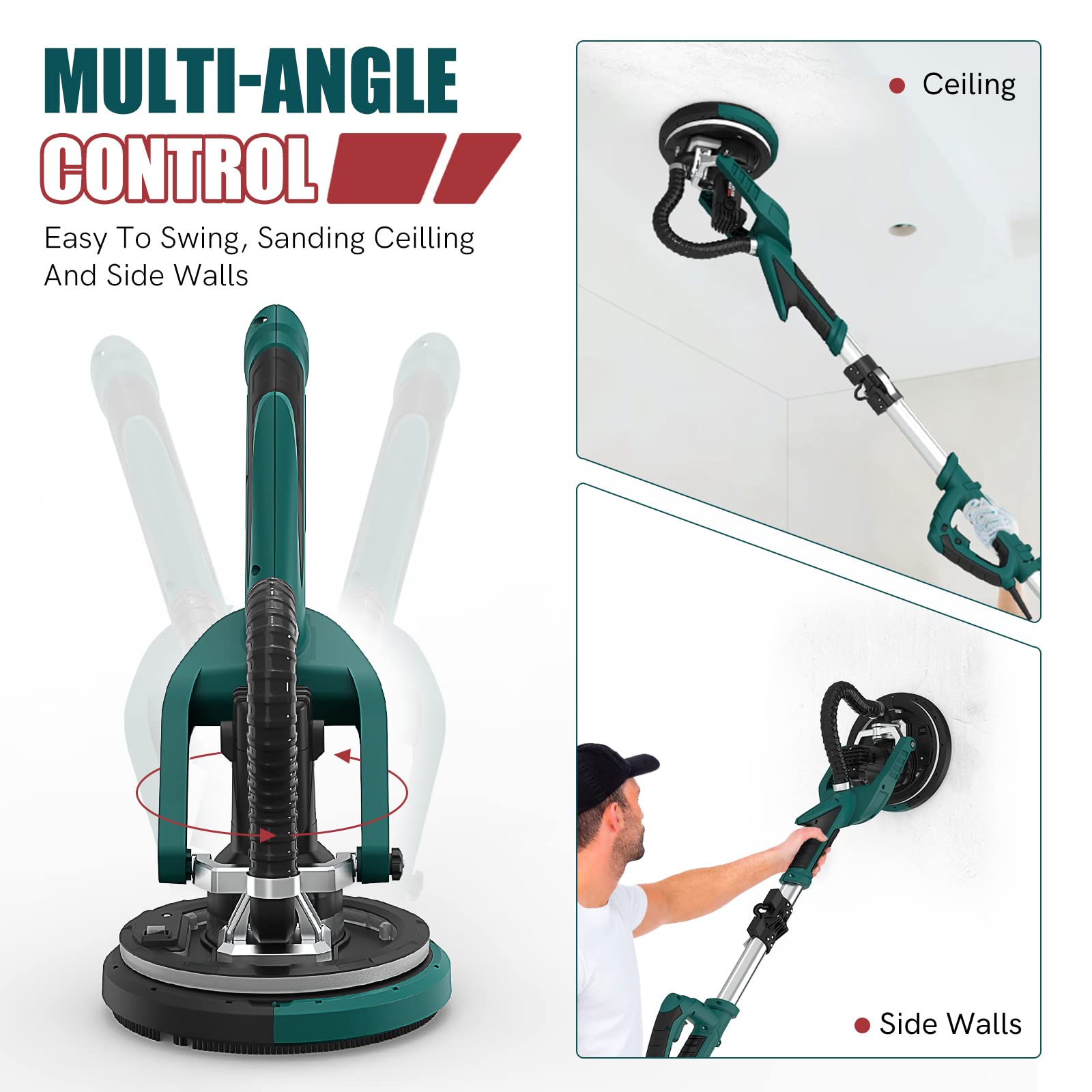 NEU MASTER sander extendable length adapts to ceiling heights.
