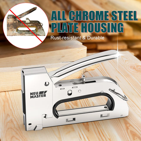 NEU MASTER staple gun loaded with 4000 staples for quick, uninterrupted work
