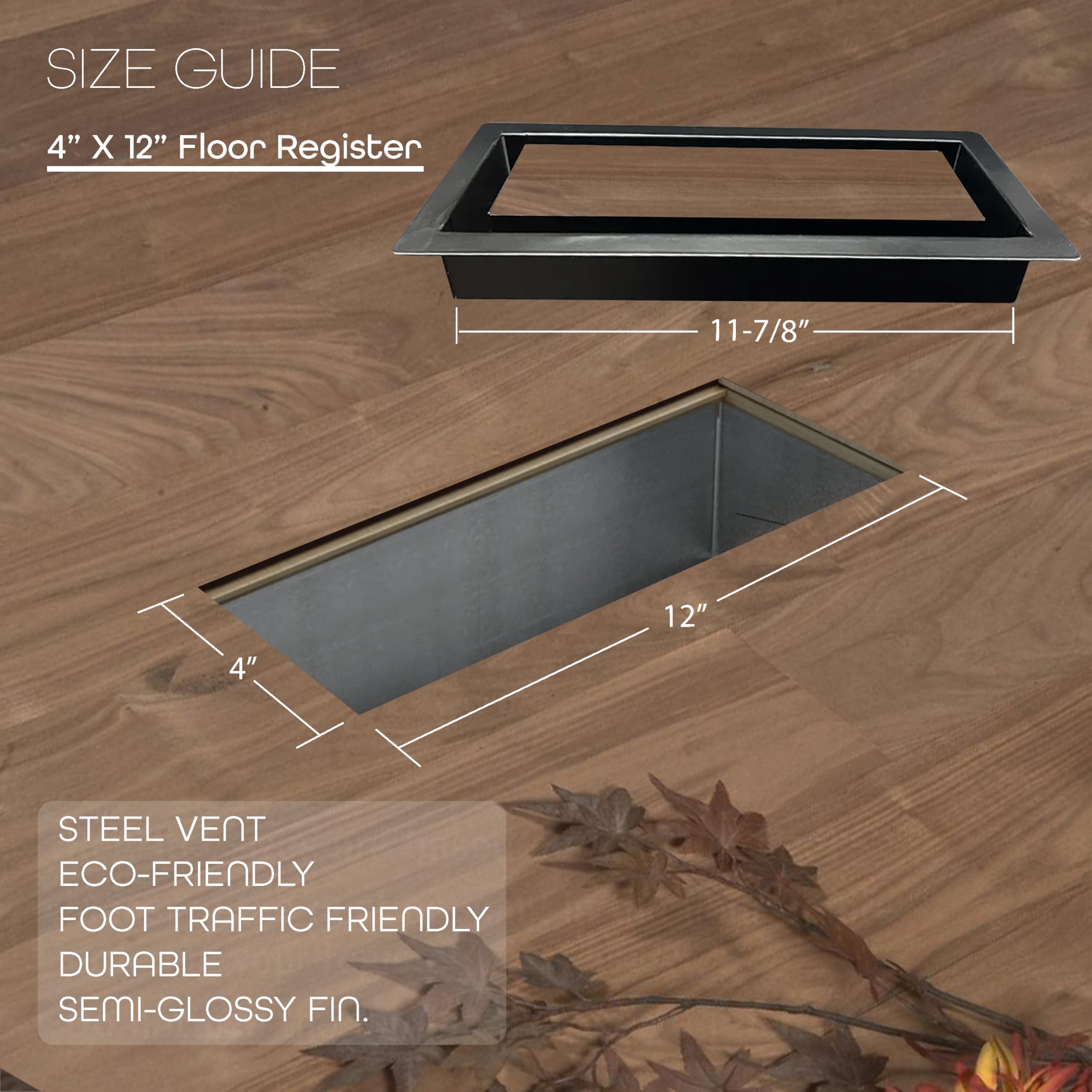 Flush mount creates a nearly invisible transition between floor and vent cover