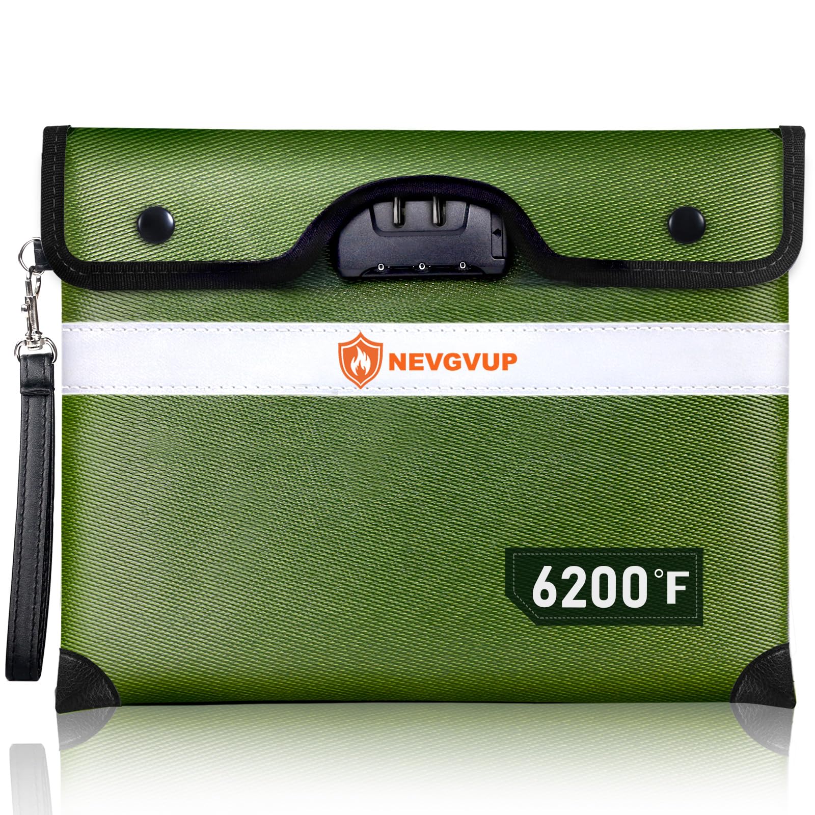 NEVGVUP fireproof bag top view showing extreme heat resistance for safe document storage
