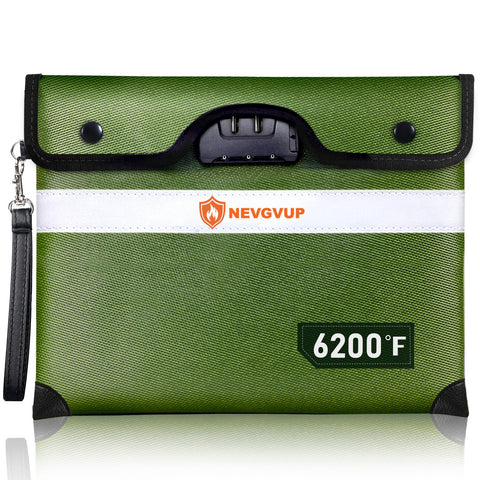 NEVGVUP fireproof bag top view showing extreme heat resistance for safe document storage