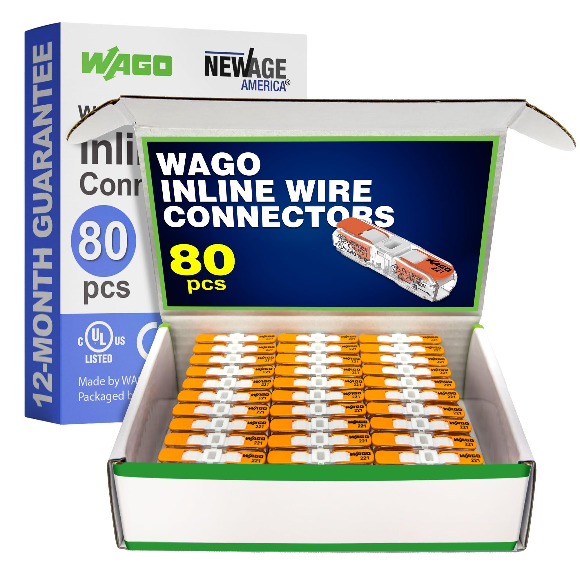 New Age America WAGO 221-2401 80pc kit showing easy, reusable wire connections for projects