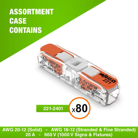 WAGO 221-2401 straight inline splice in use for quick terminations