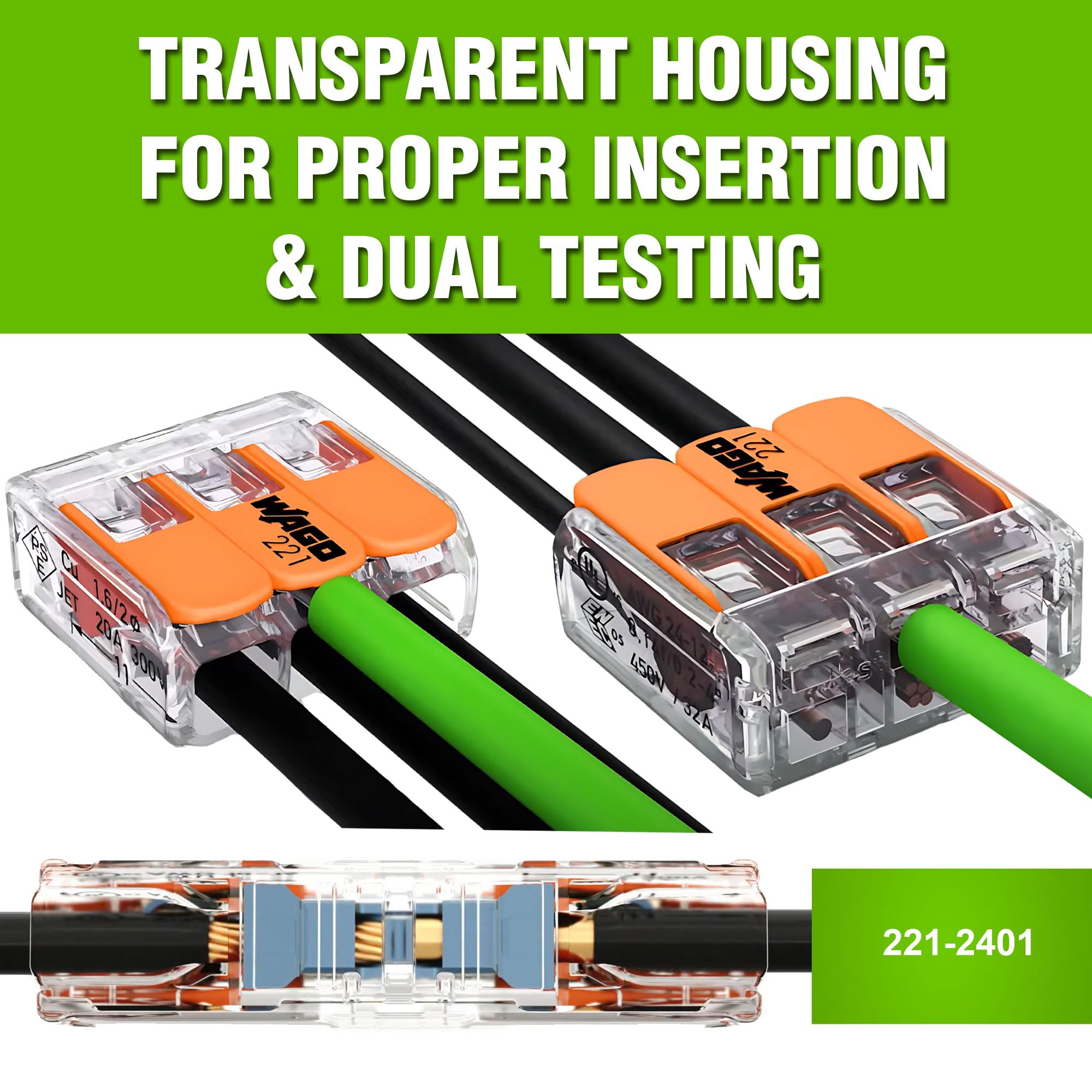 Connector rated 600V and 20A for broad electrical applications