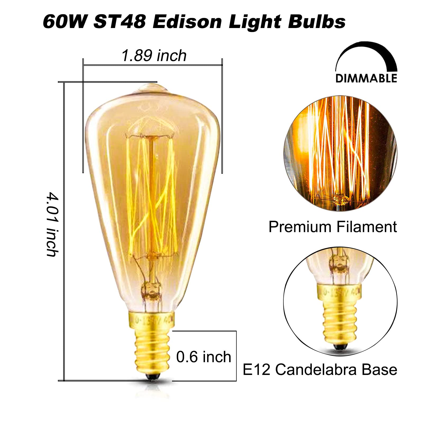 New Orange Heart dimmable ST48 Edison bulb amber glow for mood lighting.