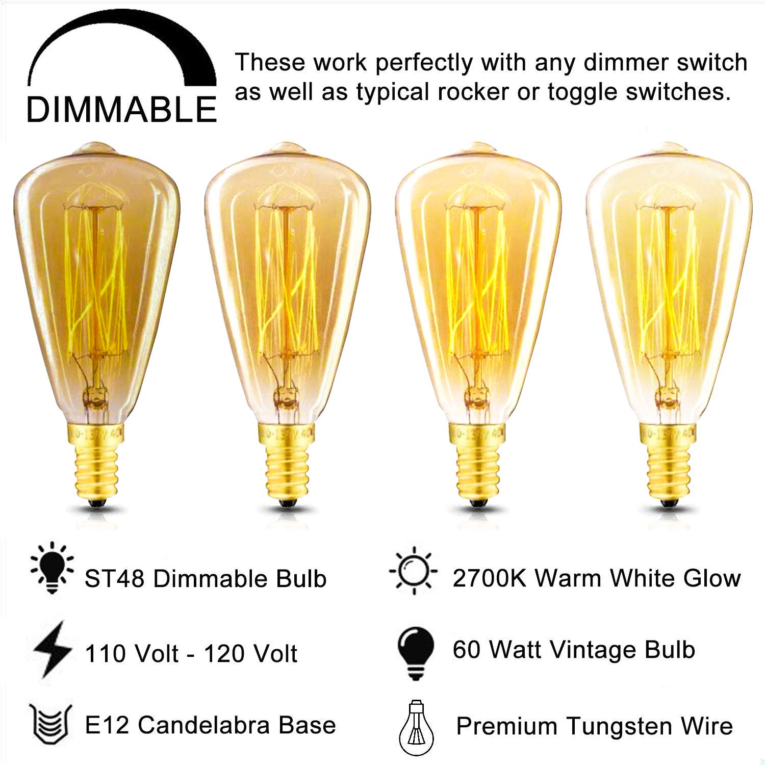 New Orange Heart E12 candelabra ST48 base for chandeliers and sconces.