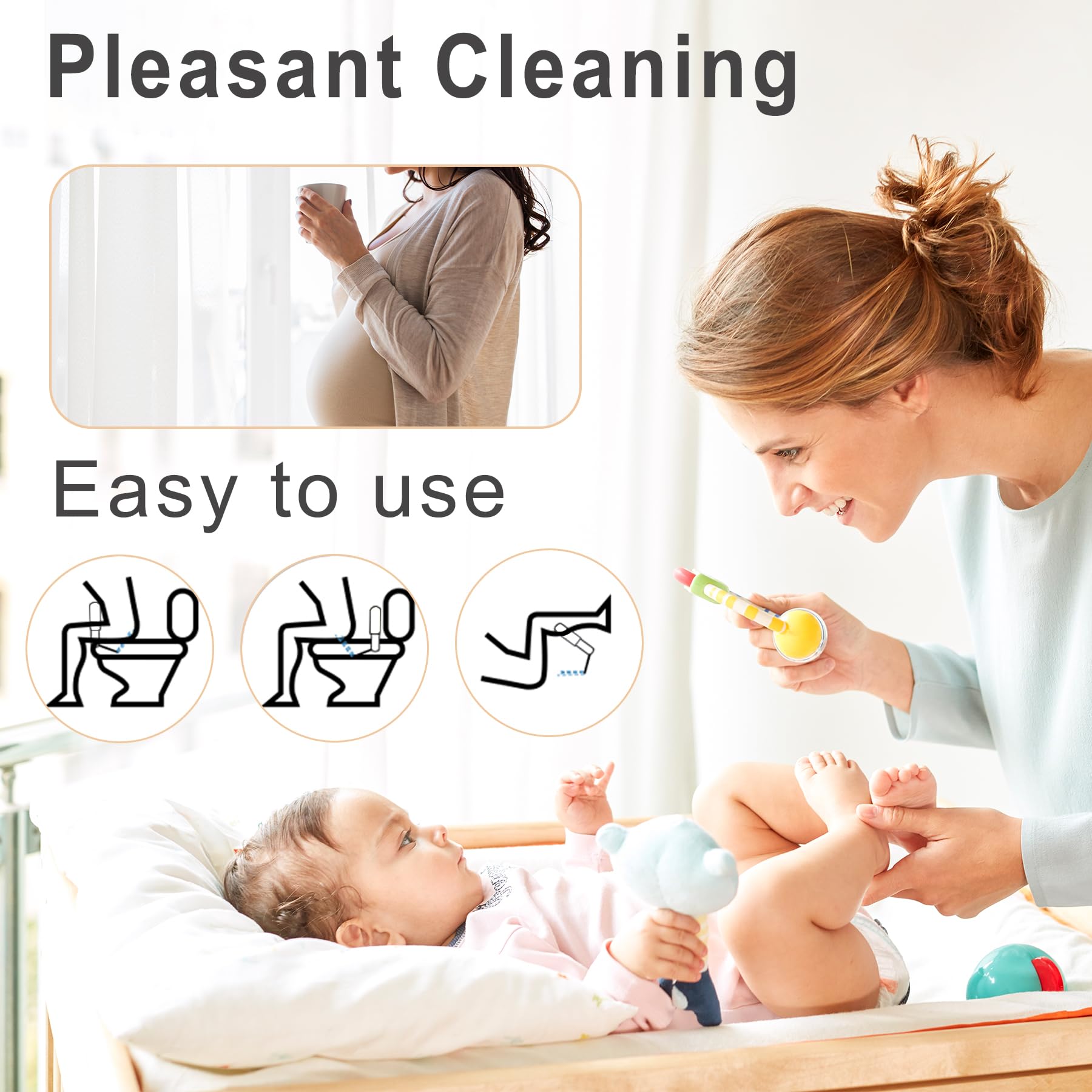 New-Star bidet sprayer showing the 180° rotating nozzle for flexible cleansing.