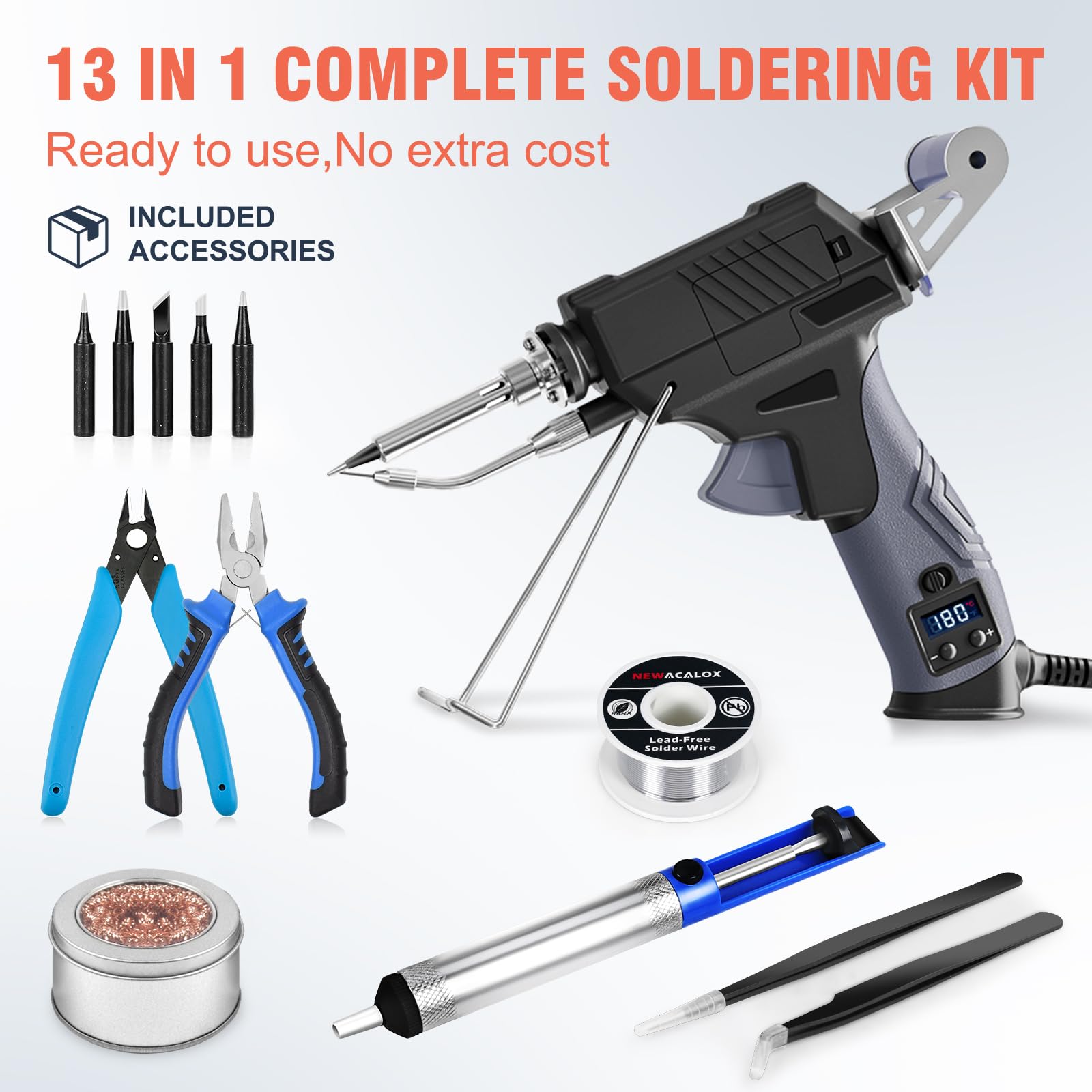 NewacaloX desoldering pump and tweezers for efficient component removal