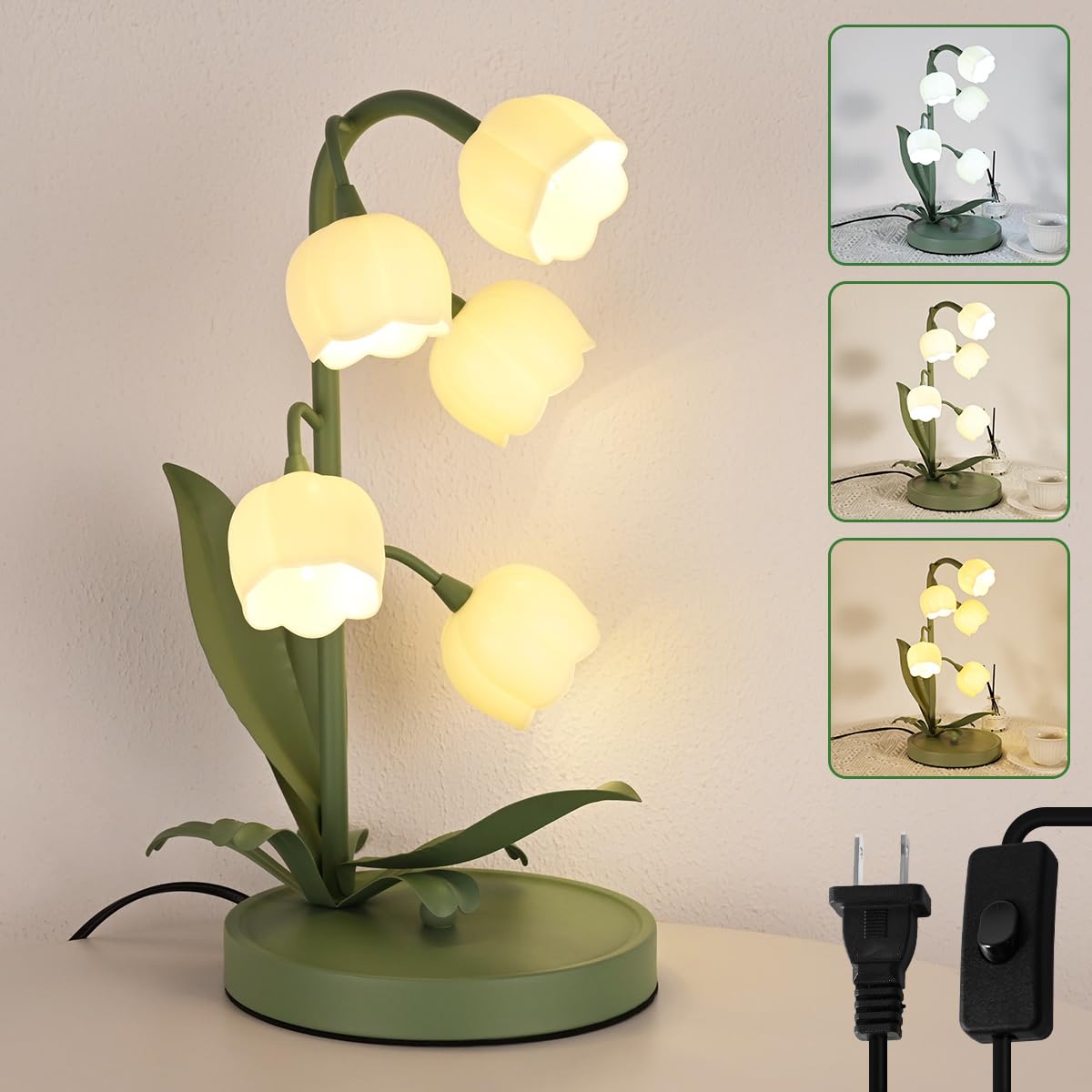 NewAoNaSen Flower Table Lamp base offers stable bedside lighting.
