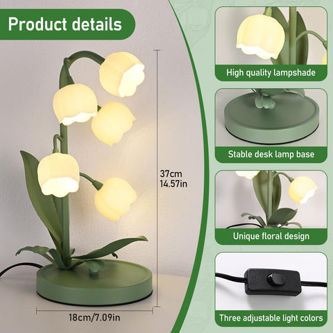 NewAoNaSen Flower Table Lamp emits soft, glare-free light.