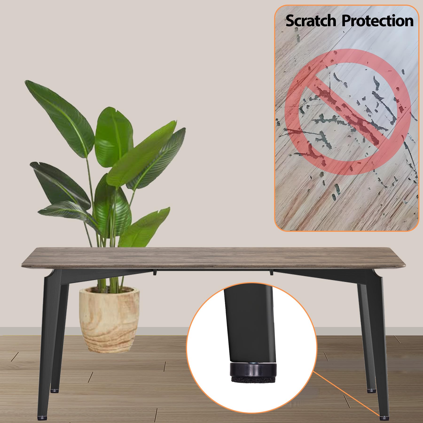 NEWBYTEK levelers providing floor protection for lightweight furniture