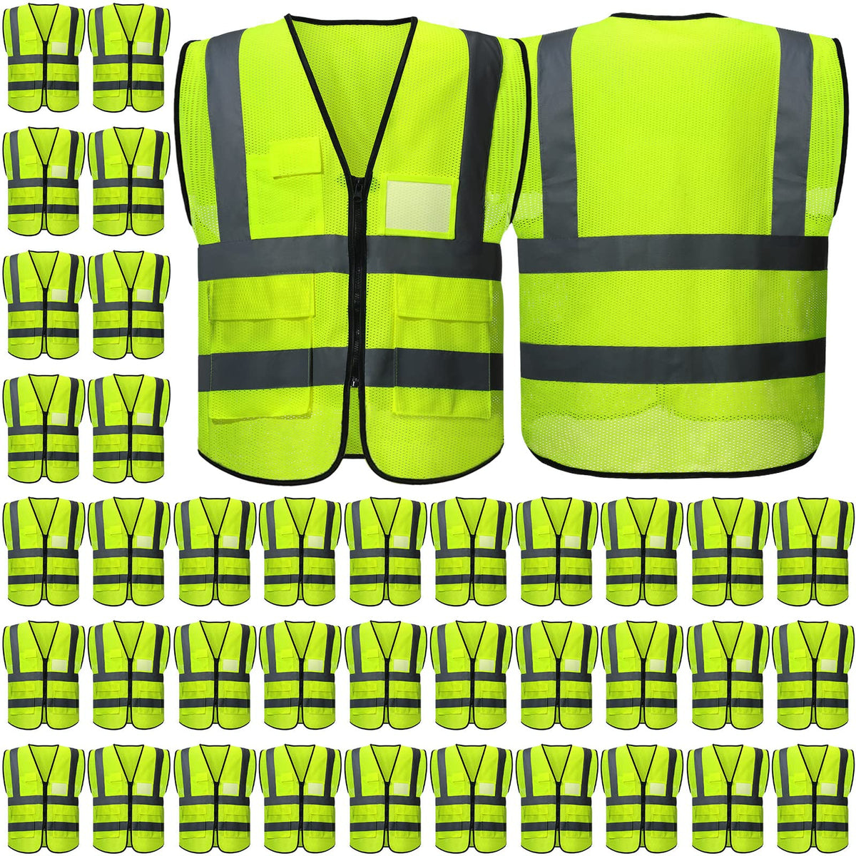 Newcotte 40-pack safety vest front view highlighting high visibility and fit