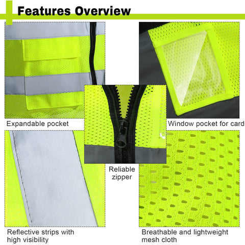 Newcotte 40-pack safety vest pockets show ID and tool storage