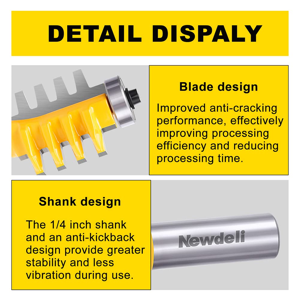 Newdeli woodworking router bit handles solid wood, MDF, and plywood smoothly.