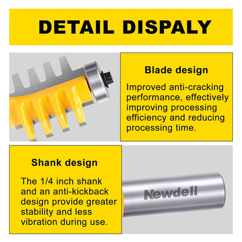 Newdeli woodworking router bit handles solid wood, MDF, and plywood smoothly.