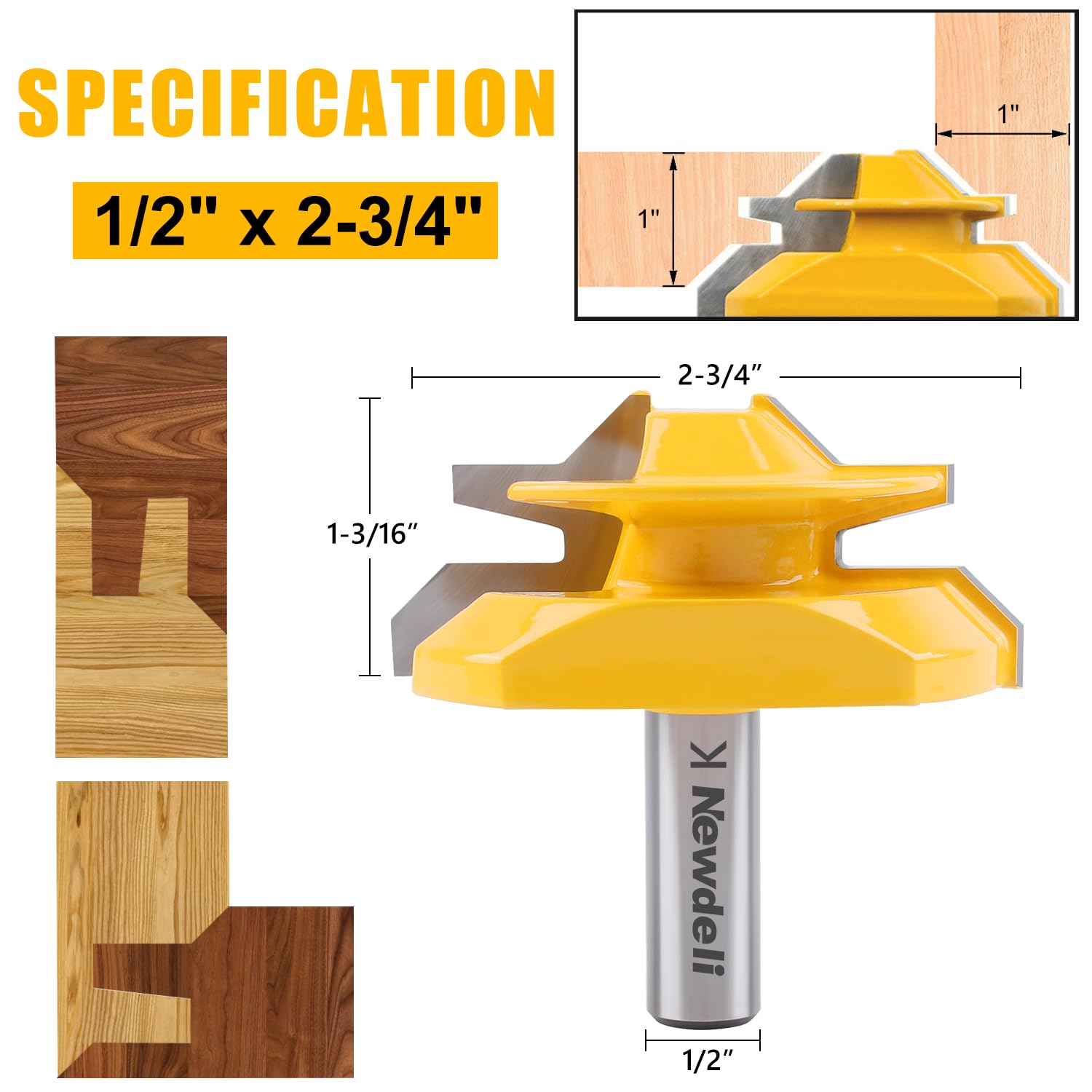 Newdeli lock miter router bit coated surface provides rust resistance