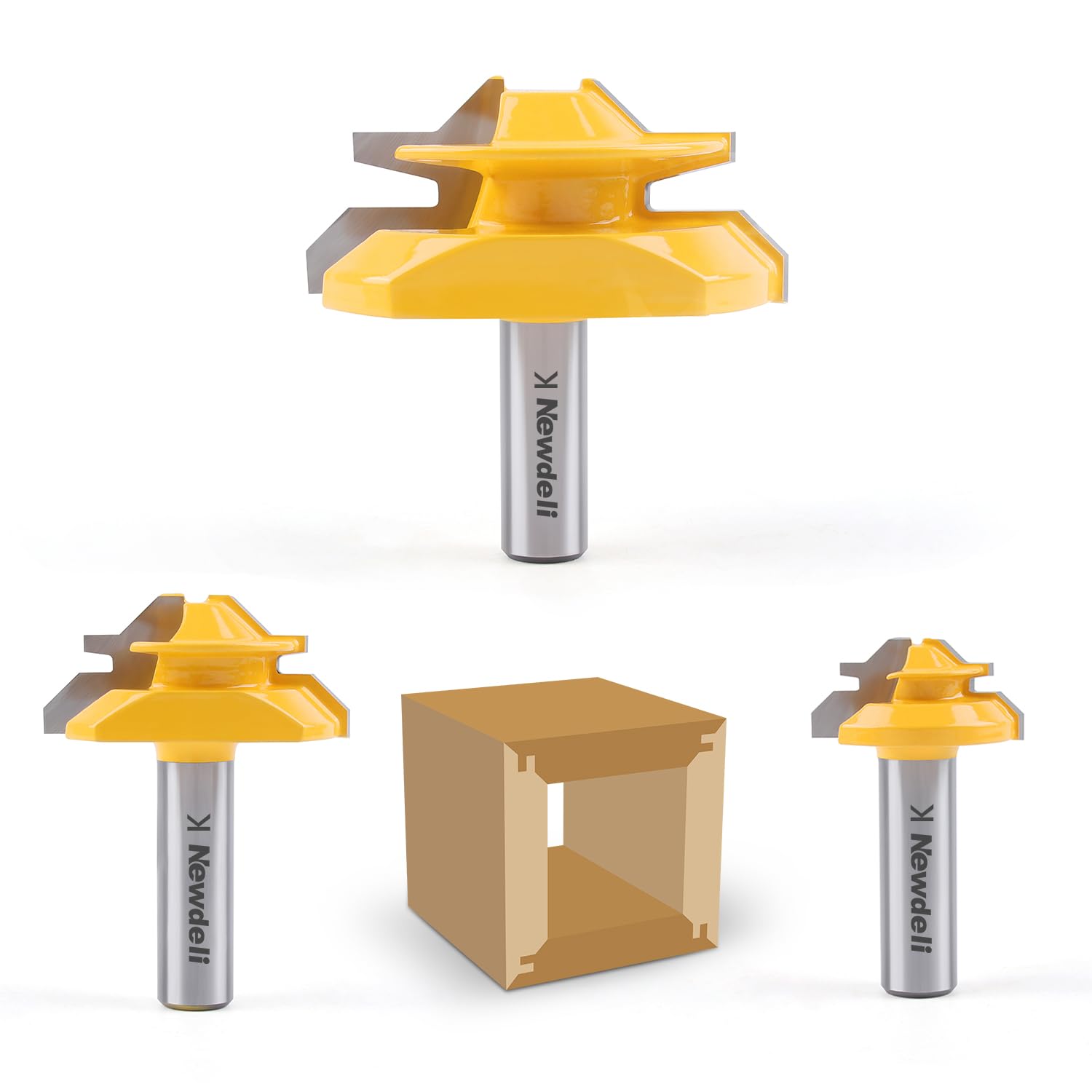 Newdeli lock miter router bit set half inch shank for precise interlocks