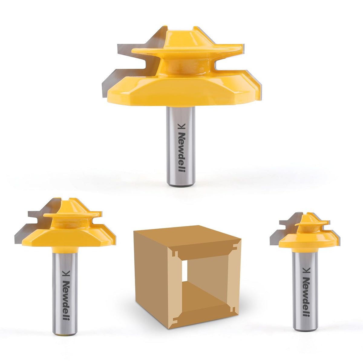 Newdeli lock miter router bit set half inch shank for precise interlocks