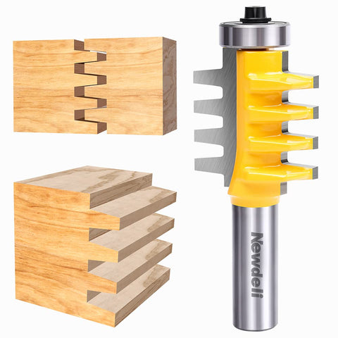 Newdeli finger joint router bit with 1/2 inch shank for precise joinery.