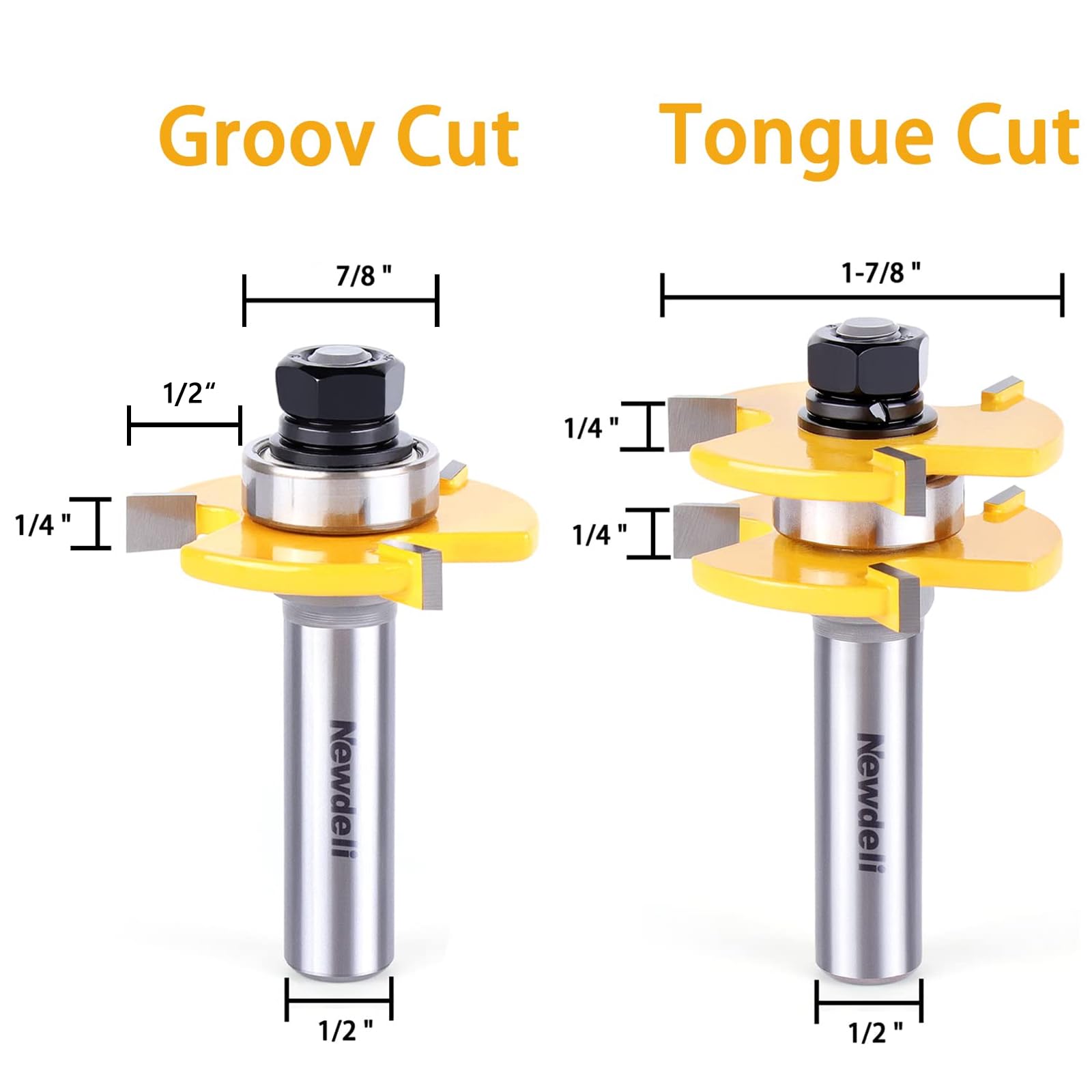 Newdeli adjustable 3-teeth T-shape bit close-up highlighting joint precision.
