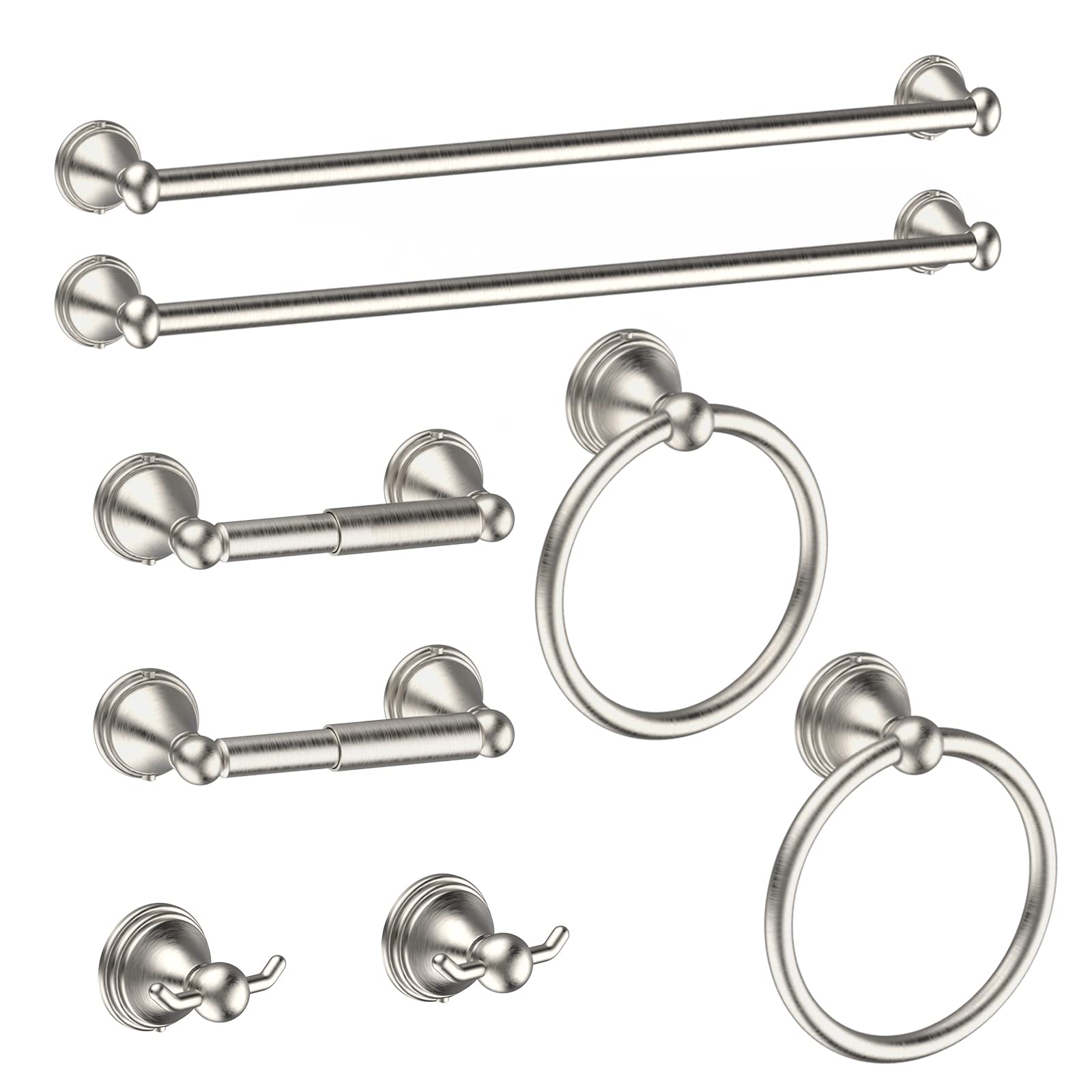 Newfun 8-piece brushed nickel bathroom set overview for organized spaces