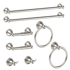 Newfun 8-piece brushed nickel bathroom set overview for organized spaces