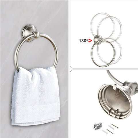 Newfun brushed nickel towel ring keeps towels neatly within reach