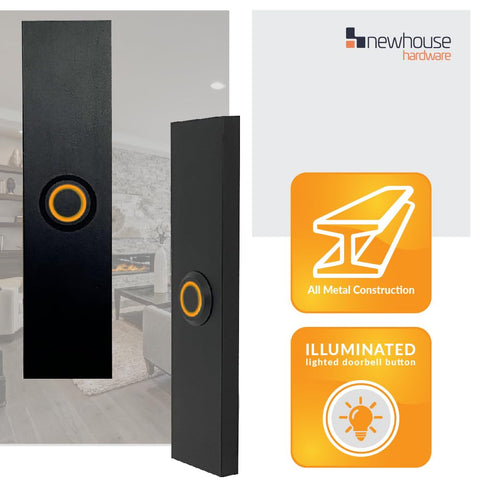 Newhouse Hardware recessed flush-mount button for a sleek front entry.