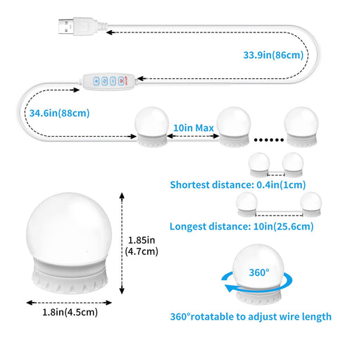 NEWKAZ customizable bulb spacing for clean mirror installation.