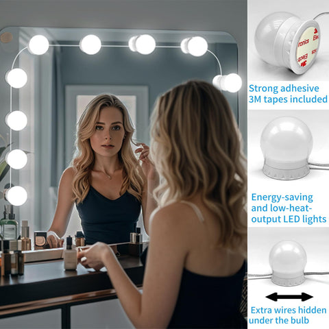 NEWKAZ lights with adjustable spacing to fit any mirror.