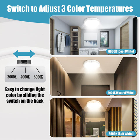 NEWKAZ motion ceiling light side view highlights slim flush-mount profile
