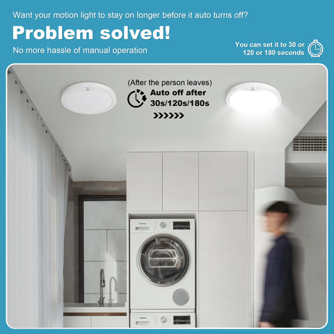 NEWKAZ motion ceiling light switches closeup emphasizes mode and timer controls
