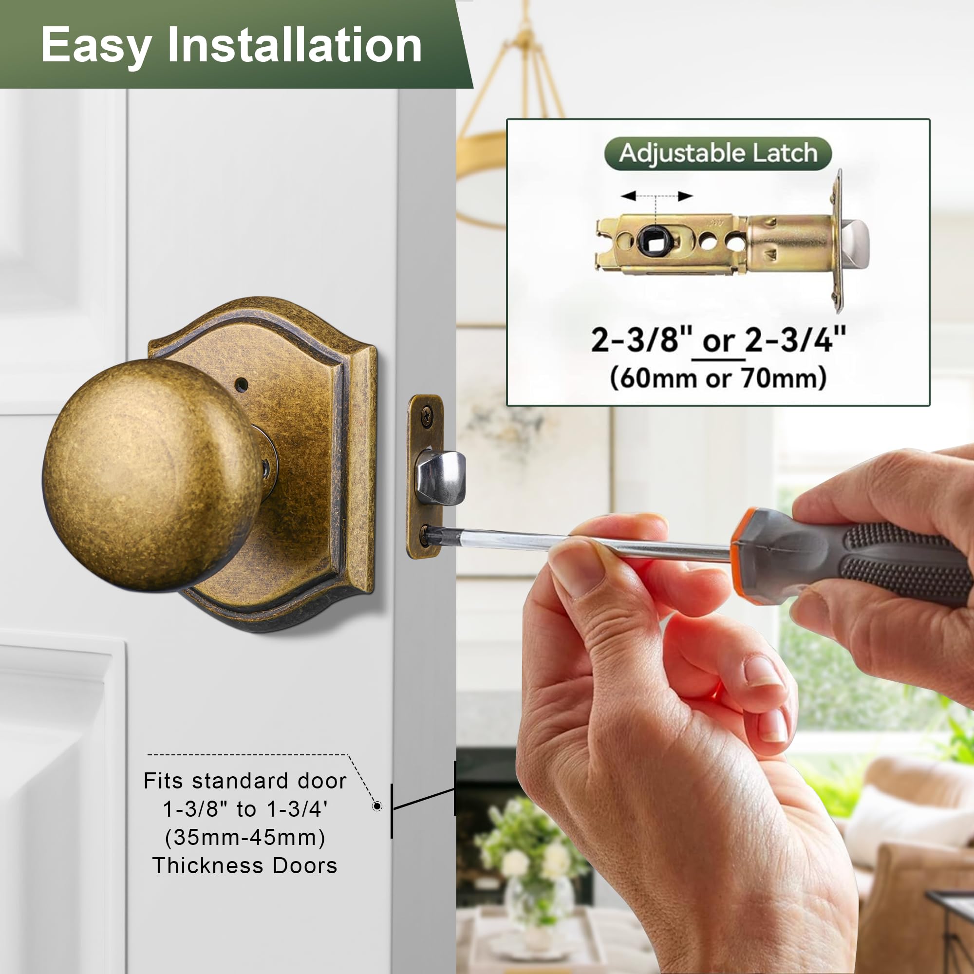 Newlaking reversible design knob usable on both door sides.