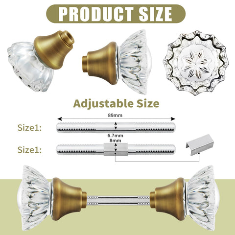 Crystal knob with antique brass finish updates old lock sets on interior rooms.