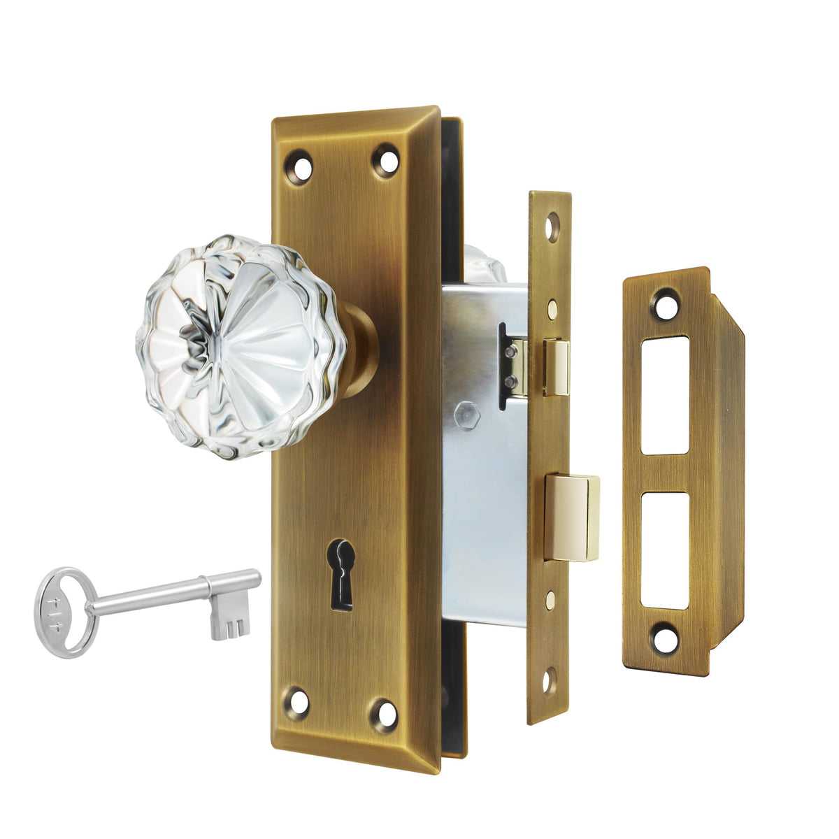 Newliplace mortise lock set with crystal knob close-up for elegant interior doors