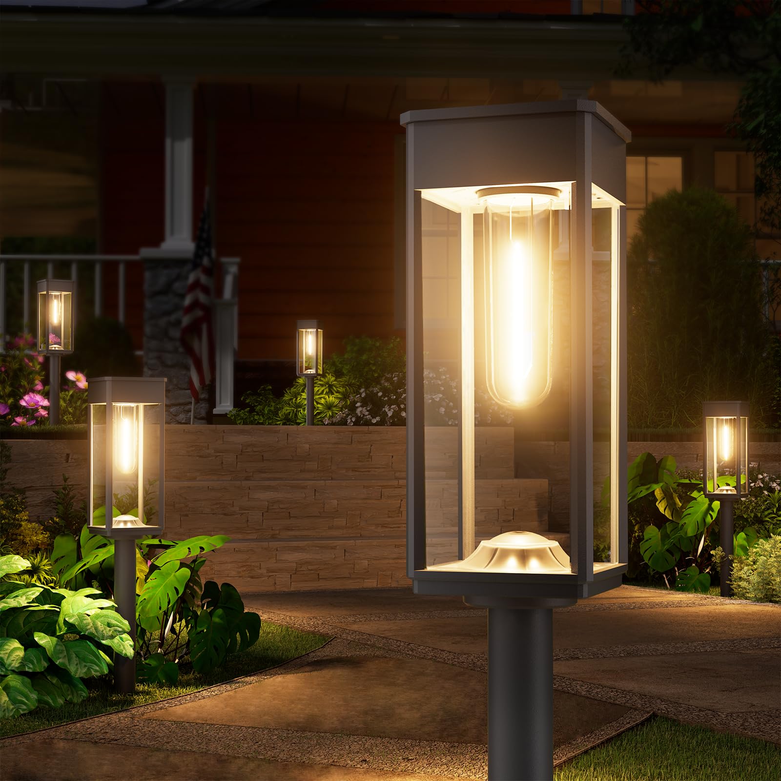 NEWMESSI solar pathway light with warm glow for inviting garden paths