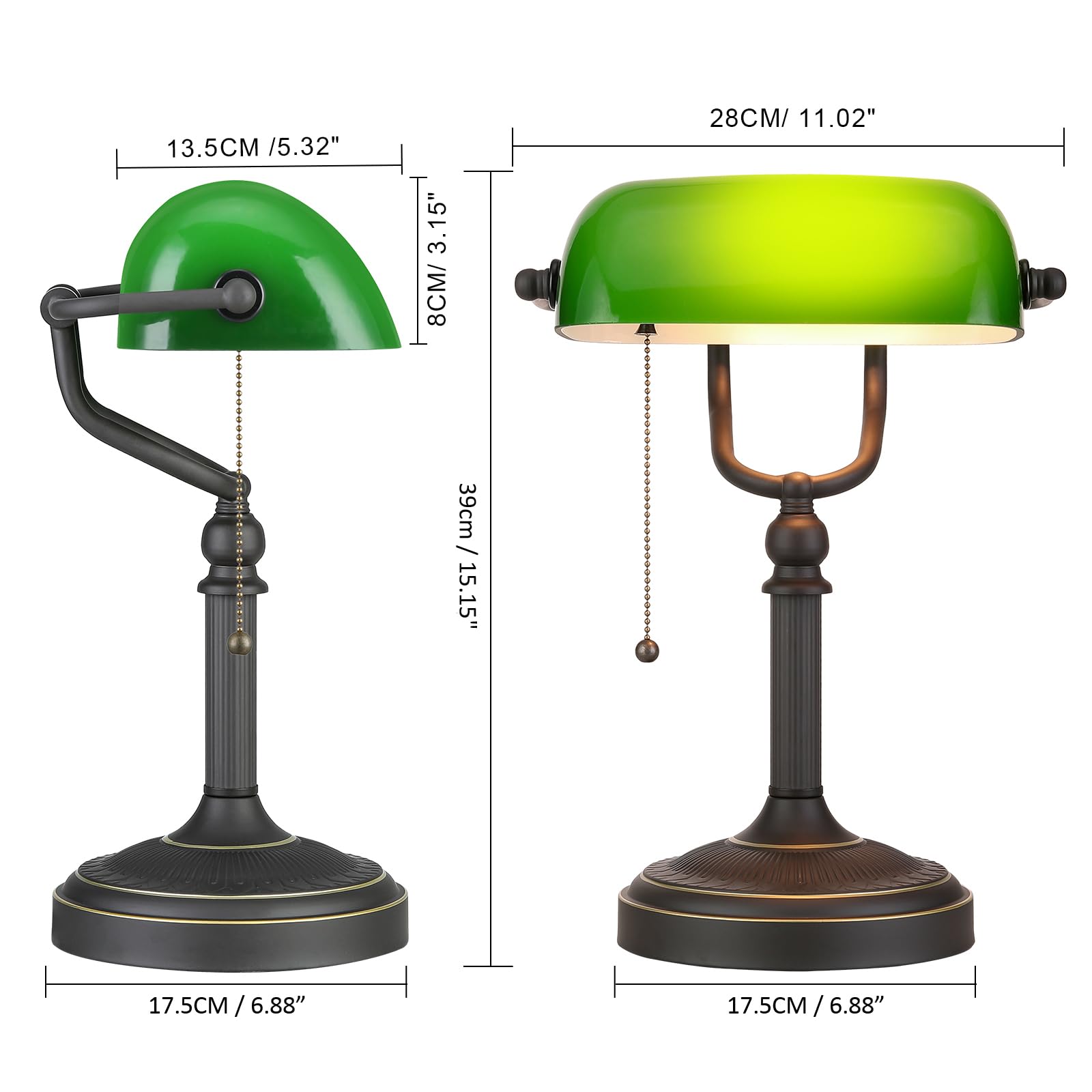 Newrays antique green glass banker lamp angle adjustment enables versatile task lighting