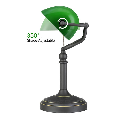 Newrays antique green glass banker lamp plug-in fixture ready for quick setup