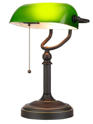 Newrays antique green glass banker lamp shade closeup for a warm desk glow