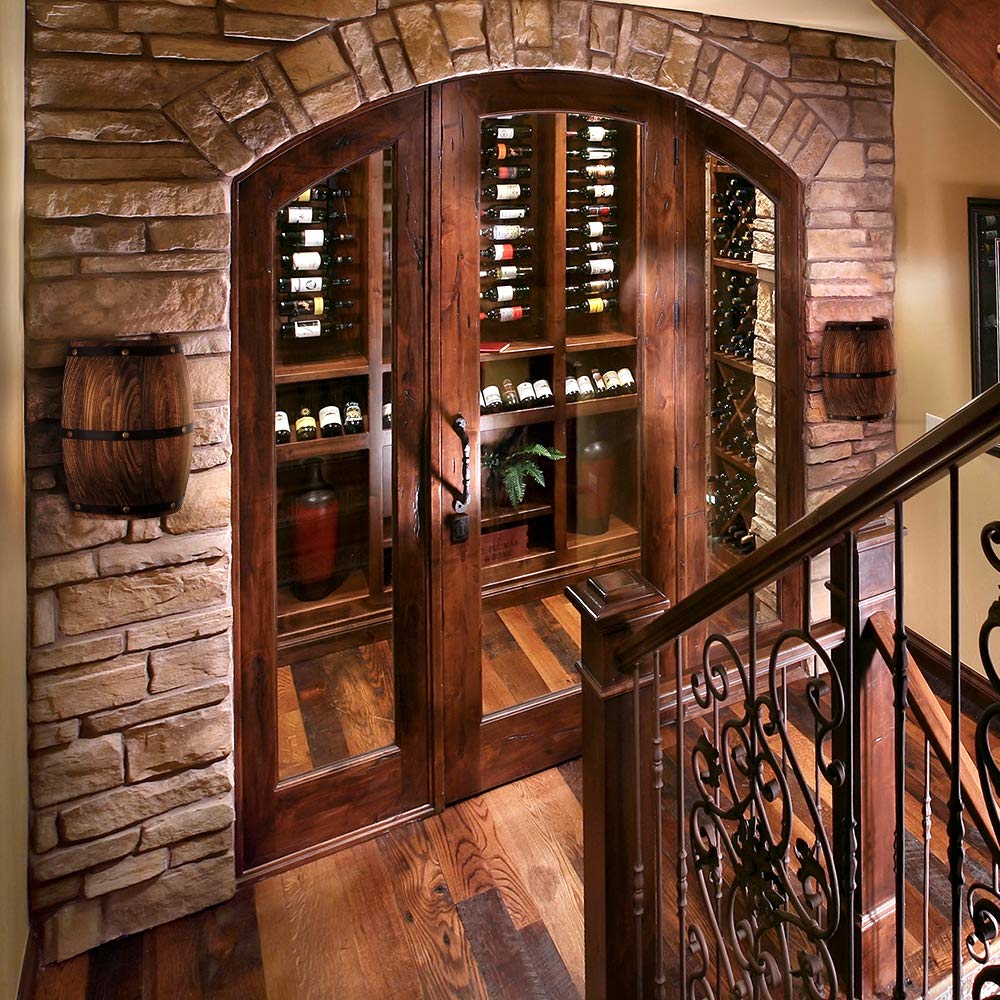 Newrays antique wood wine barrel wall lamp creates warm glow for bar areas