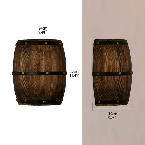 Newrays antique wood wine barrel wall sconce two-pack for cohesive lighting