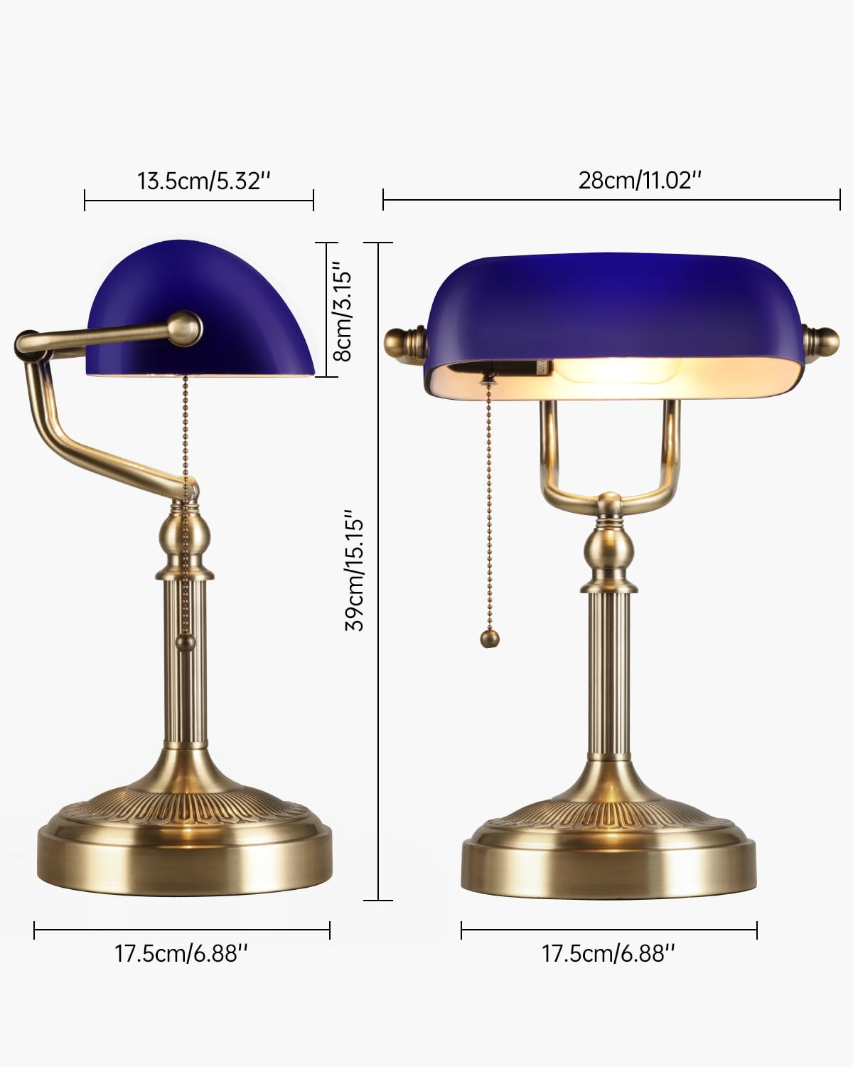 Newrays blue glass bankers desk lamp 350-degree angle adjustment directs light precisely