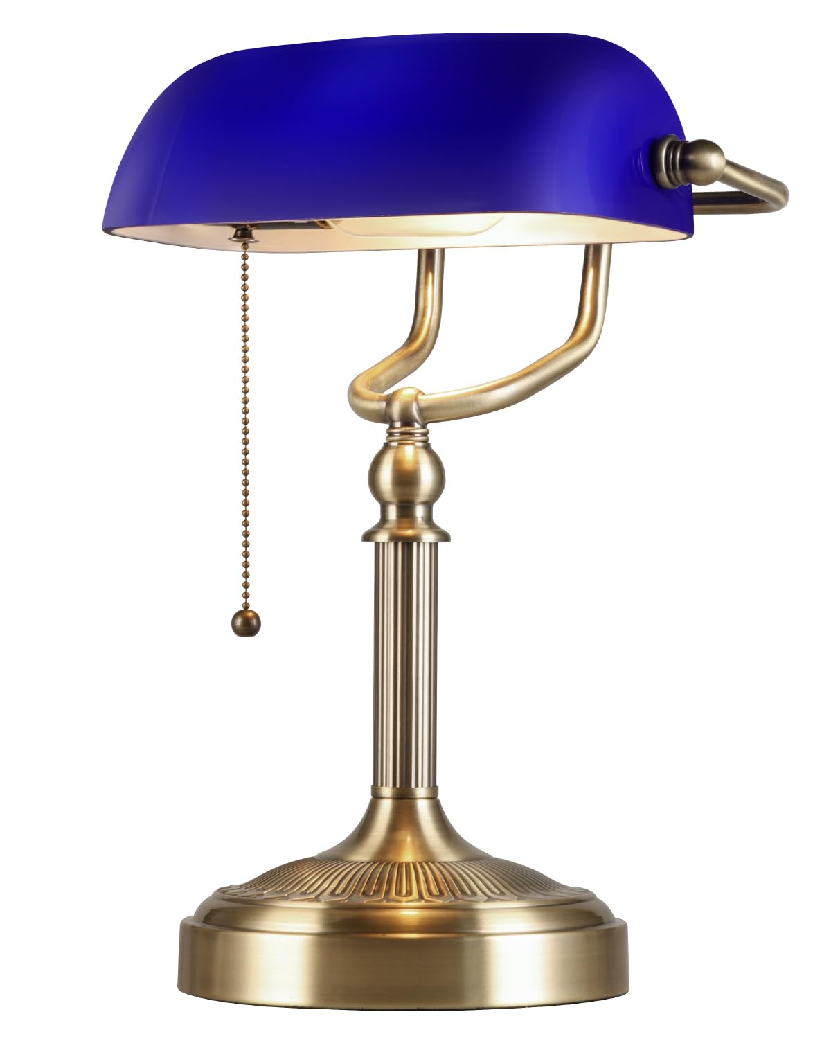 Newrays blue glass bankers desk lamp base, sturdy and stylish for focused home office lighting