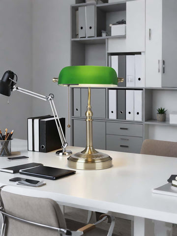 Newrays Glass Bankers Desk Lamp with adjustable angle for versatile task lighting