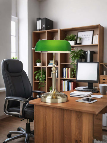 Newrays Glass Bankers Desk Lamp plug-in fixture for quick setup